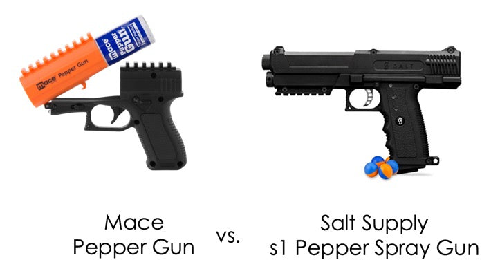 Salt Supply s1 Pepper Spray vs. Mace Pepper Gun 2.0 with Strobe LED